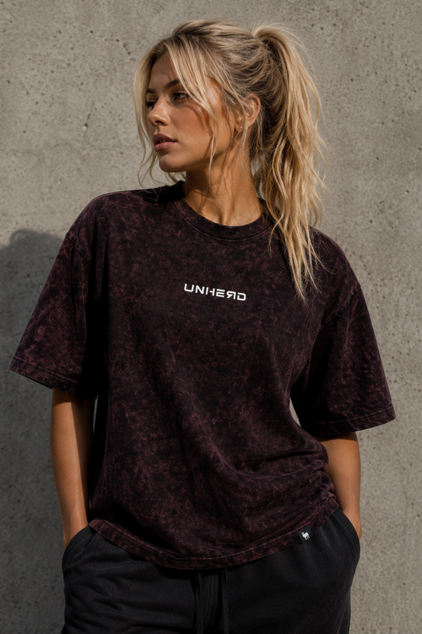 UNHERD Legacy Oversized Tee — Crimson Ash