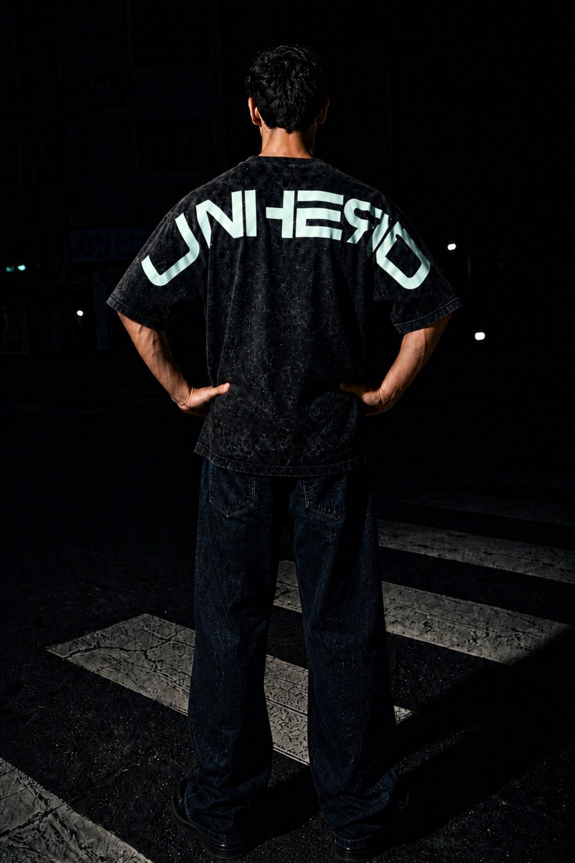 UNHERD Acid Wash Oversize Glow Tee