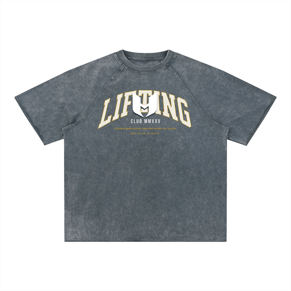 LIFTING CLUB MMXXV— Mineral Wash Raw Edge Oversize Tee