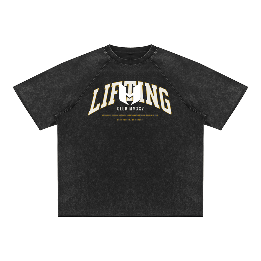 LIFTING CLUB MMXXV— Mineral Wash Raw Edge Tee - UNHERD