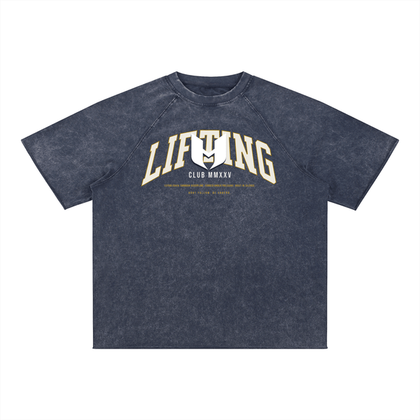 LIFTING CLUB MMXXV— Mineral Wash Raw Edge Oversize Tee
