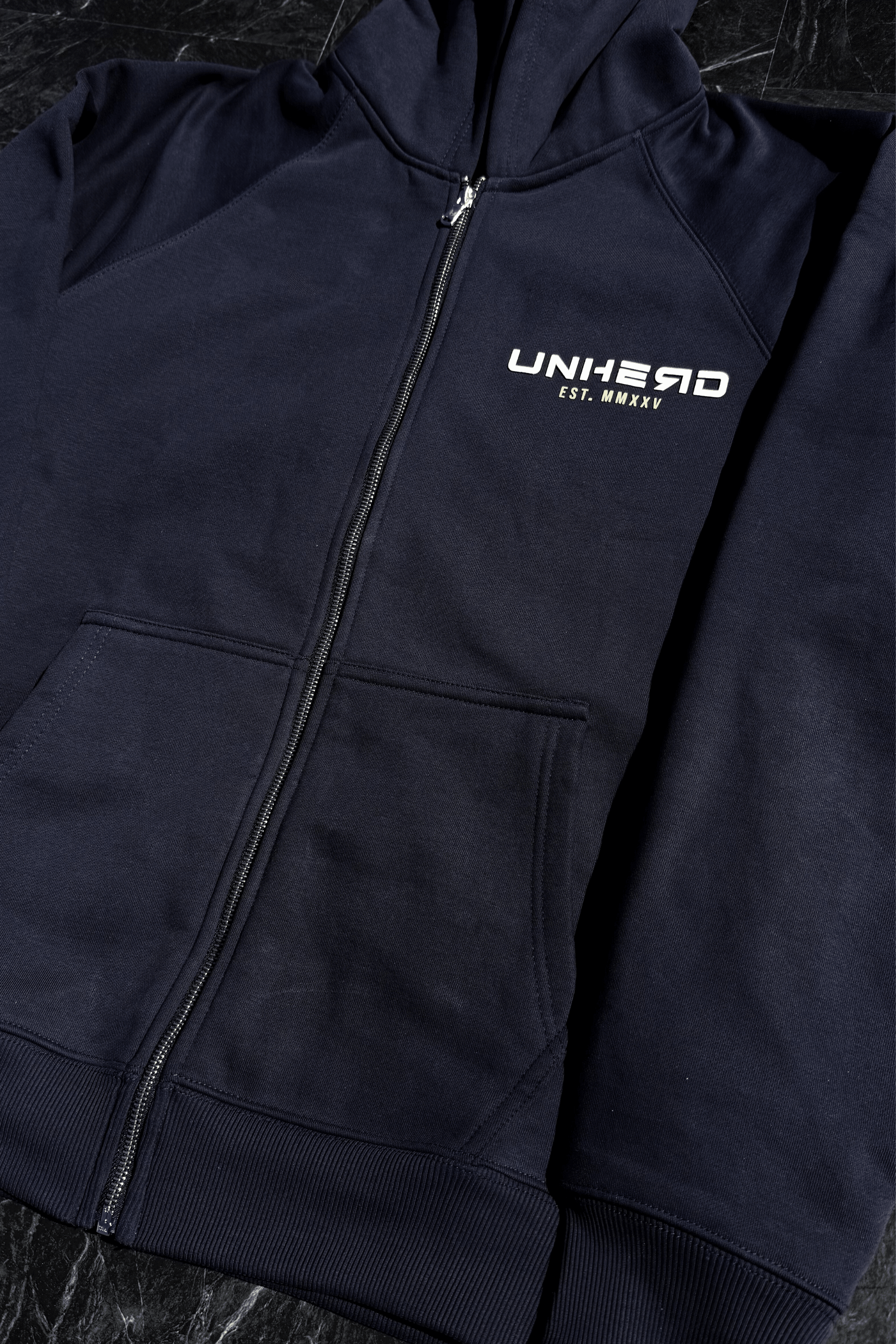 Signature Zip Hoodie – Navy - UNHERD