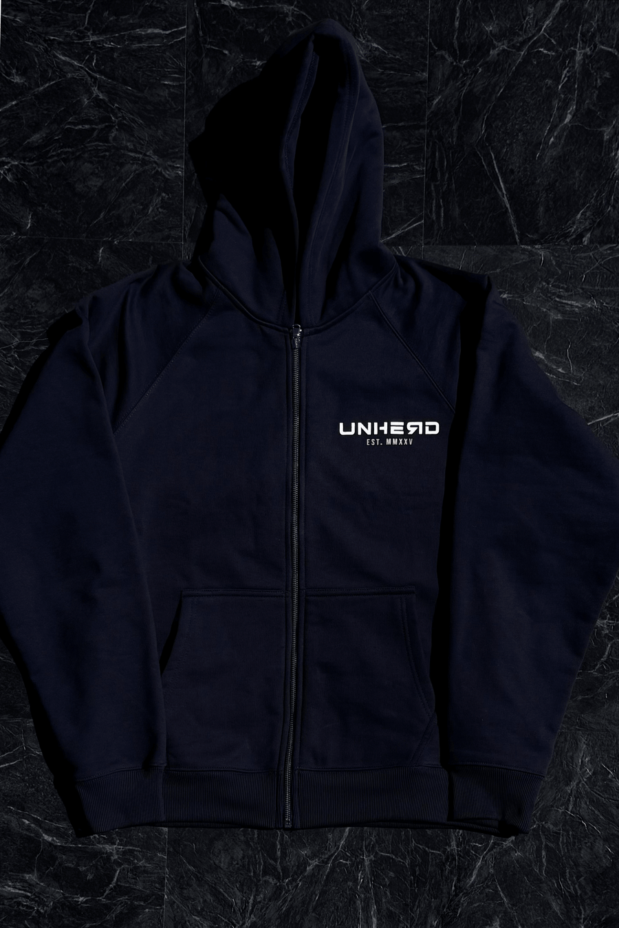 Signature Zip Hoodie – Navy - UNHERD