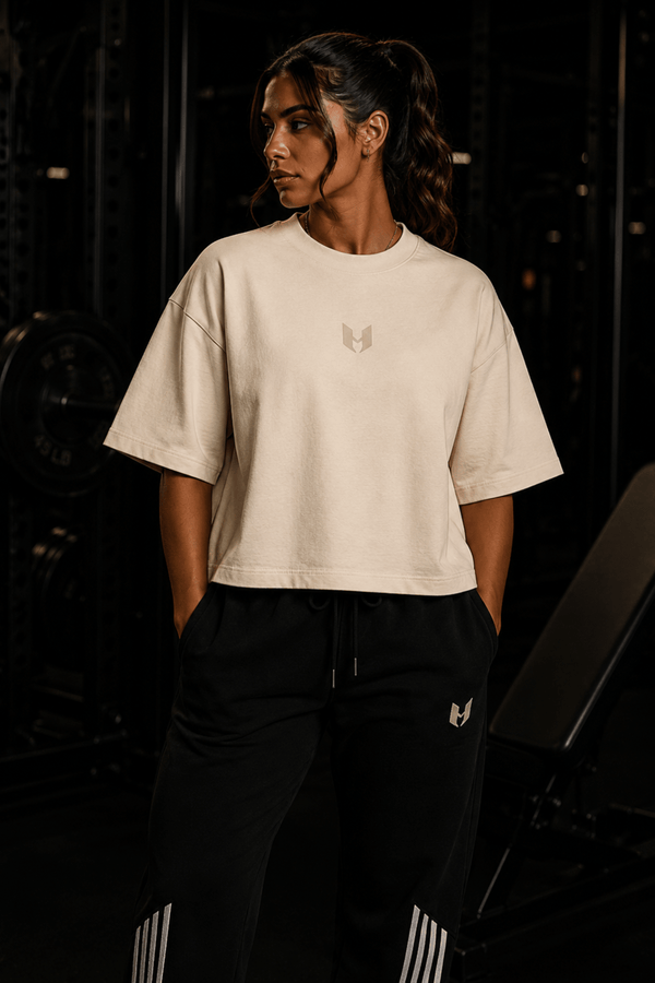 UNHERD Elevated Boxy Tee — Apricot & Off-White